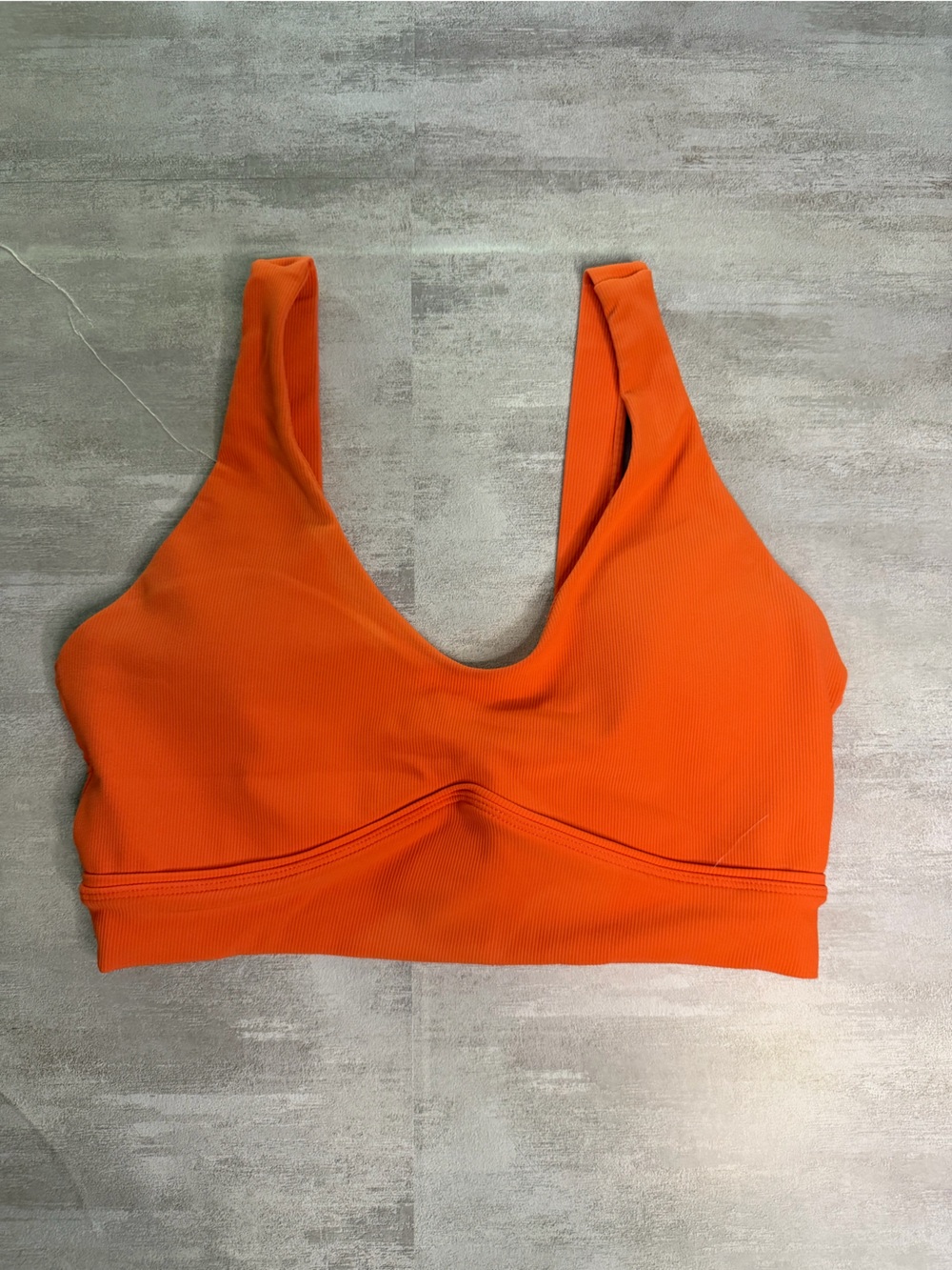 Ribbed Orange V-Neck Sports Bra — Smooth Support